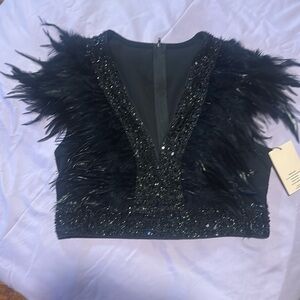 Sequin and feather crop top